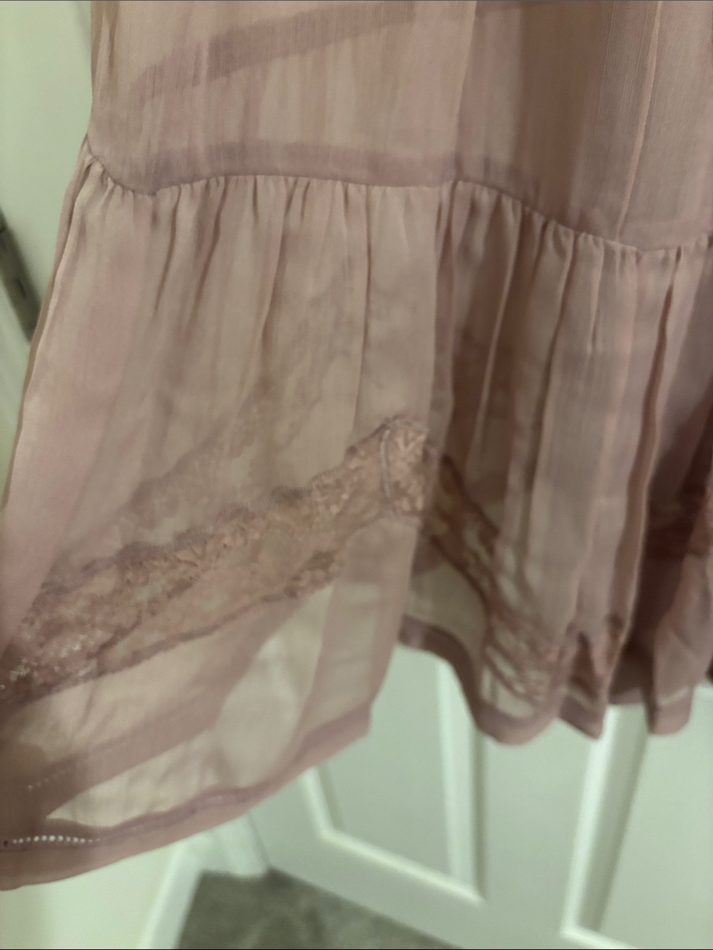 Lucky Brand Mauve Lace-Trim Midi Dress - Picture 3 of 7